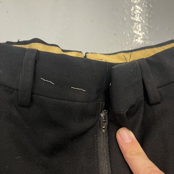 Vintage 60s Black Wool Flat Front Trousers 32x28 - Picture 5 of 6